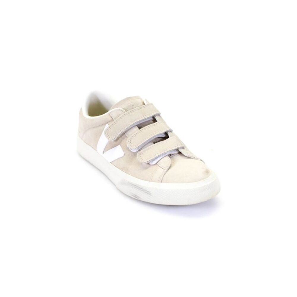 Veja Women's Suede Logo Hook Pile Tape Low Top Sneakers Beige Size 8